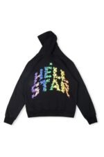 Colored black hoodie with letters - Image 2