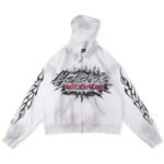 Explosion logo white hooded sweatshirt