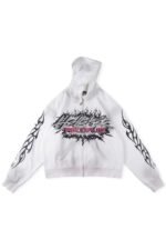 Explosion logo white hooded sweatshirt