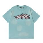 Dark style: cartoon text image, green shirt