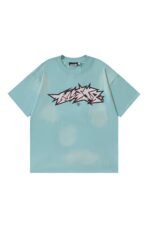 Dark style: cartoon text image, green shirt