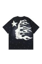 Dark Series: Spotted Letter Printed Black T-shirt - Image 2