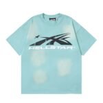 Dark Series: Side Face Goddess Printed Lake Blue T-shirt