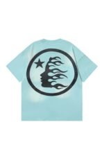 Dark Series: Side Face Goddess Printed Lake Blue T-shirt - Image 2