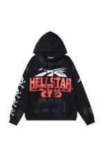 Black Hell Star Text Hoodie Hoodie