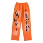 Hellstar Studios flame and logo casual sports pants orange