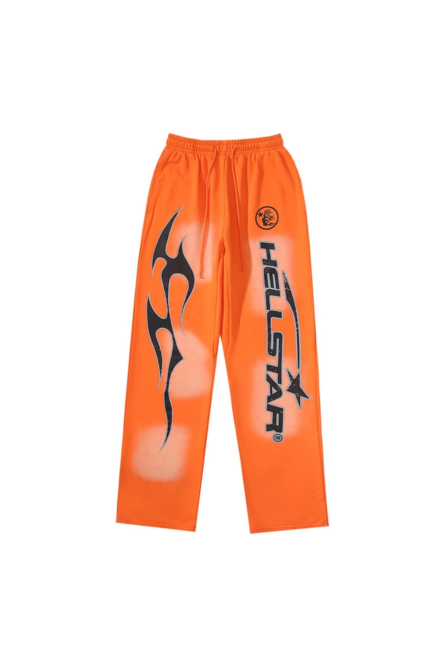 63.jpg Hellstar Studios flame and logo casual sports pants orange - Image 1