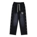 Hellstar Studios new side button logo casual sports pants black
