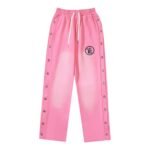 Hellstar Studios' new side button logo casual sports pants! pink