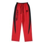 Hellstar Studios Embroidered Splicing Logo Sports Pants in Red