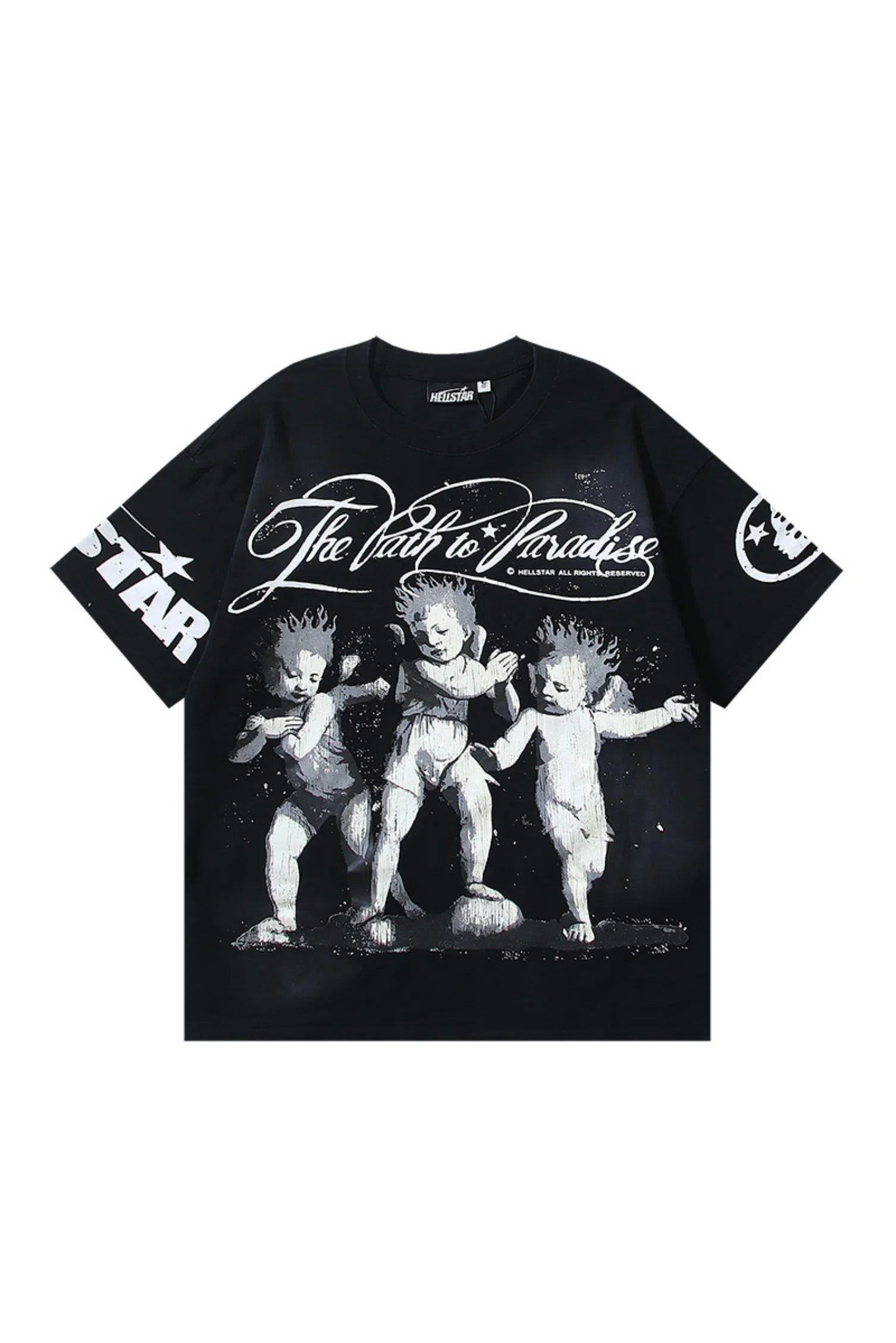 81_f7771885-b9e8-4280-922a-260c60a62d9f.jpg Dark Series: Little Angel Printed Black T-shirt - Image 1