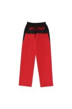 Hellstar Studios Embroidered Splicing Logo Sports Pants in Red - Image 2