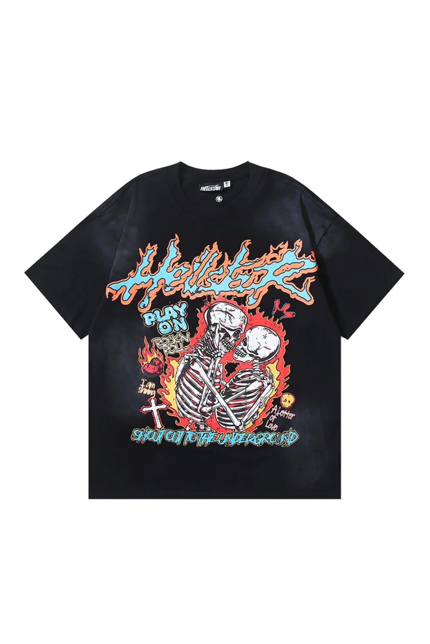 91.jpg Dark Series: Skeleton's Love Black T-shirt - Image 1